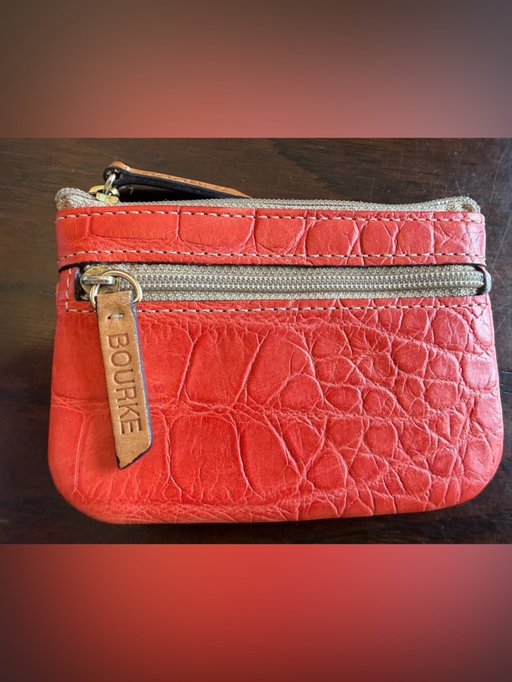 Dooney & Bourke Red Croc-Embossed Leather Key & Card Holder - Picture 4 of 12